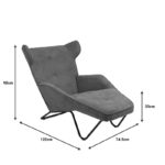 Πολυθρόνα Relax Totely pakoworld ανθρακί ύφασμα και μεταλλικό μαύρο πόδι 74.5x122x90εκ - Image 8