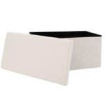 Σκαμπό-μπαούλο Forward pakoworld ύφασμα μπουκλέ ivory 76.5x38x37.5εκ - Image 3