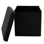 Σκαμπό-μπαούλο Crystal pakoworld pu μαύρο 38x38x38εκ - Image 3