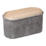 Σκαμπό-μπαούλο Trebia pakoworld γκρι ύφασμα 76x38x38εκ - Image 2