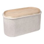 Σκαμπό-μπαούλο Trebia pakoworld κρεμ ύφασμα 76x38x38εκ - Image 2