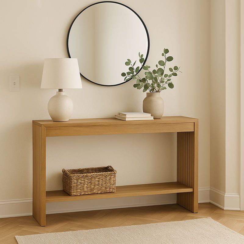 260-000003 Κονσόλα Focused pakoworld MDF φυσικό 120x35x74εκ - Image 1
