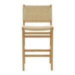 Σκαμπό μπαρ Julien pakoworld rubberwood φυσικό-έδρα φυσικό σχοινί 45x46x95εκ - Image 5