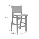 Σκαμπό μπαρ Julien pakoworld rubberwood φυσικό-έδρα φυσικό σχοινί 45x46x95εκ - Image 9