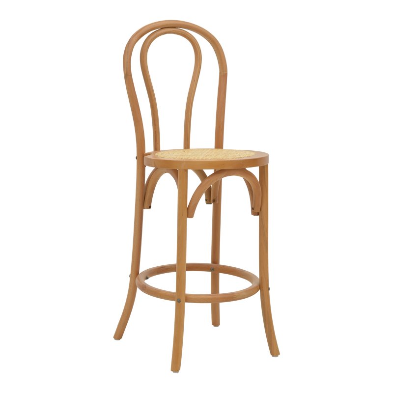 263-000039 Σκαμπό μπαρ Thonet pakoworld φυσικό ξύλο οξιάς-έδρα φυσικό rattan 41x50x105εκ - Image 1