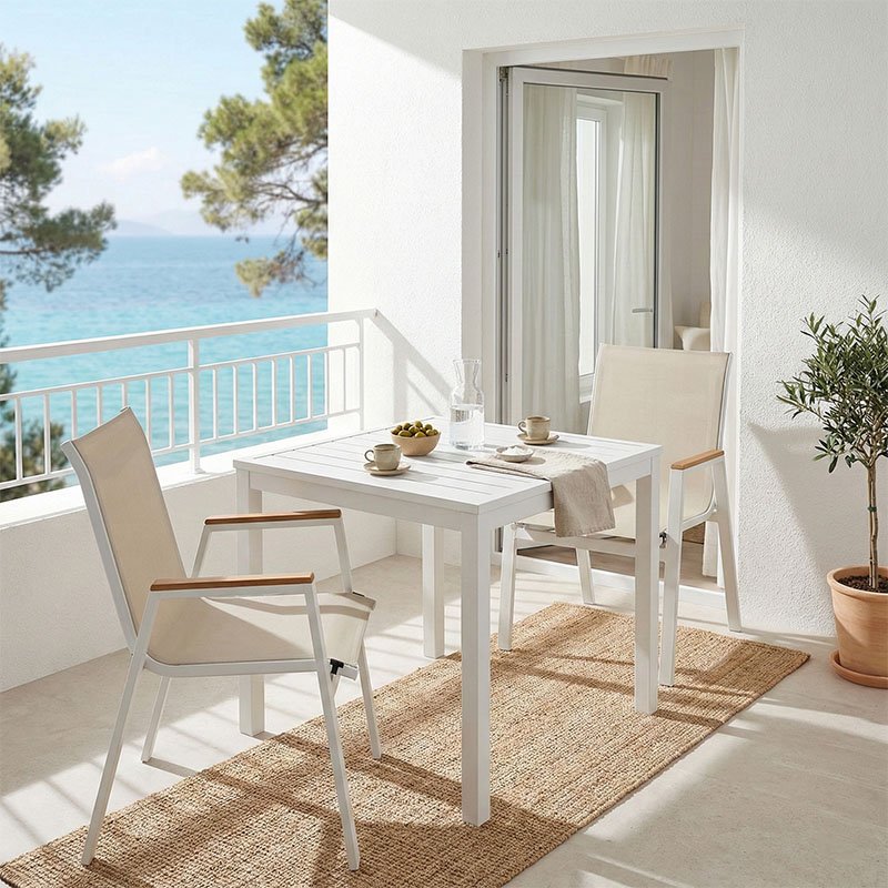 288-000013 Τραπεζαρία Kliton - Azelie σετ 3τεμ pakoworld αλουμίνιο σε λευκή απόχρωση 80x80x74εκ - Image 1