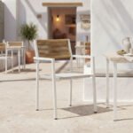 Πολυθρόνα αλουμινίου Savor pakoworld στοιβαζόμενη λευκός σκελετός-textilene φυσικό rattan 55x58x83εκ - Image 2