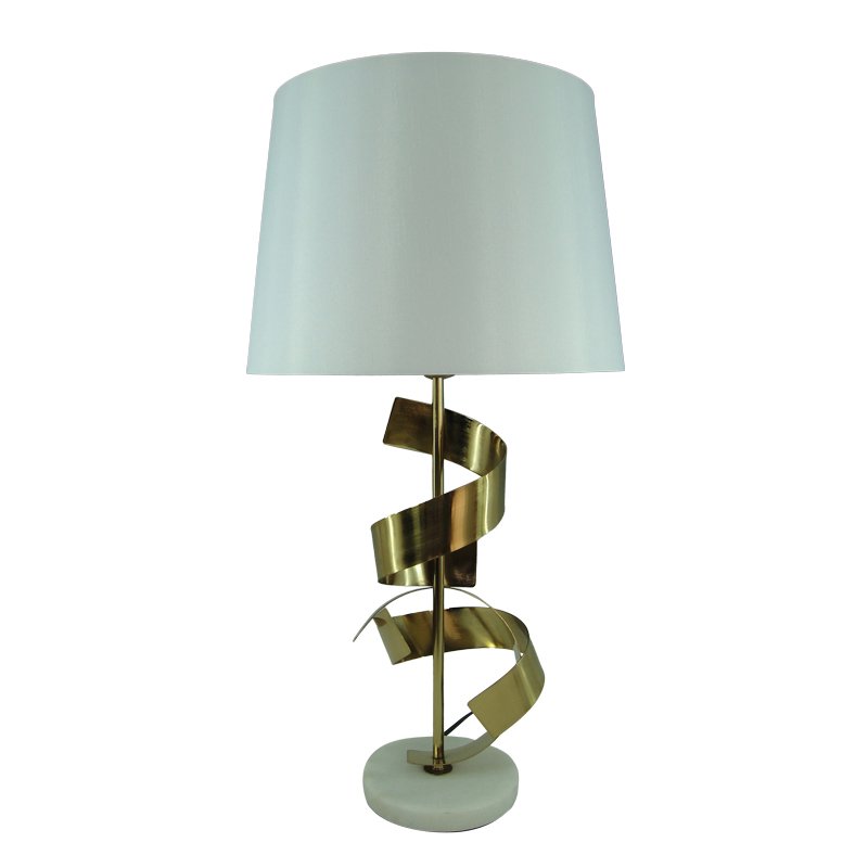 300-000017 Επιτραπέζιο φωτιστικό Lighted Inart Ε27 χρυσό μέταλλο-λευκό ύφασμα Φ35x70εκ - Image 1