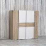 Ντουλάπα ρούχων Closet pakoworld τετράφυλλη sonoma oak-λευκό μελαμίνης 200x61.5x190.5εκ - Image 2