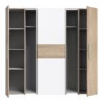 Ντουλάπα ρούχων Closet pakoworld τετράφυλλη sonoma oak-λευκό μελαμίνης 200x61.5x190.5εκ - Image 4