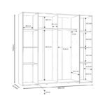 Ντουλάπα ρούχων Closet pakoworld τετράφυλλη sonoma oak-λευκό μελαμίνης 200x61.5x190.5εκ - Image 5
