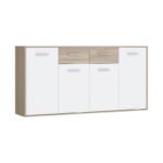 Μπουφές Drepen pakoworld μελαμίνη σε λευκό και sonoma χρώμα 162.3x34.2x81.7εκ - Image 2