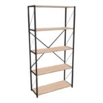Βιβλιοθήκη Tikilmo pakoworld oak μελαμίνης-μαύρο μέταλλο 88x34x180εκ - Image 2