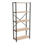 Βιβλιοθήκη Draizy pakoworld oak μελαμίνης-μαύρο μέταλλο 63x30x150εκ - Image 2