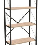Βιβλιοθήκη Draizy pakoworld oak μελαμίνης-μαύρο μέταλλο 63x30x150εκ - Image 3