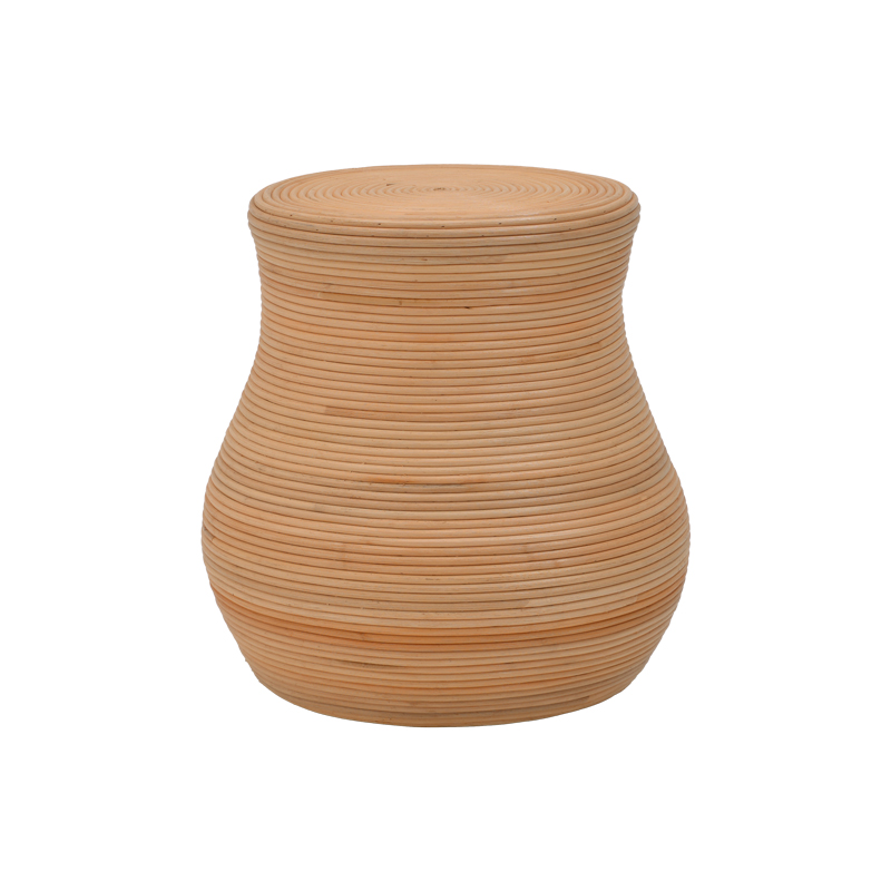 337-000046 Σκαμπό Bulaten Inart rattan σε φυσική απόχρωση Φ45x45εκ - Image 1