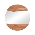 Καθρέπτης Alkmen pakoworld teak ξύλο σε φυσική απόχρωση Φ60x4εκ - Image 2