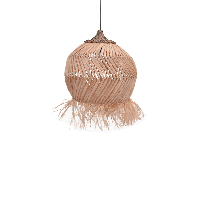339-000009 Φωτιστικό οροφής Koronse Inart sisal σε φυσικό χρώμα Φ55x68εκ - Image 1