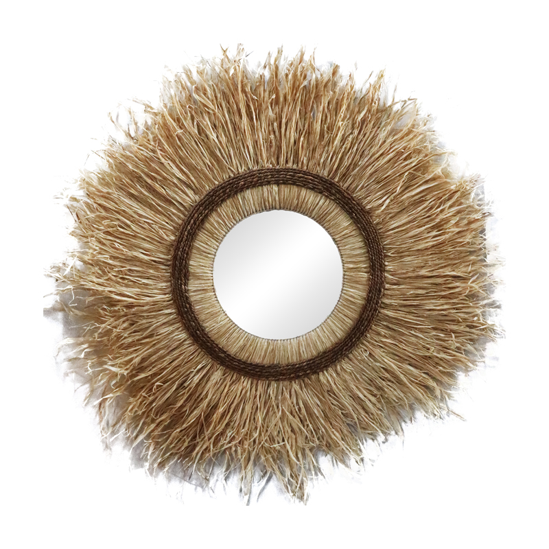 339-000031 Καθρέπτης Tabrane Inart sisal σε φυσικό χρώμα Φ110x4εκ - Image 1