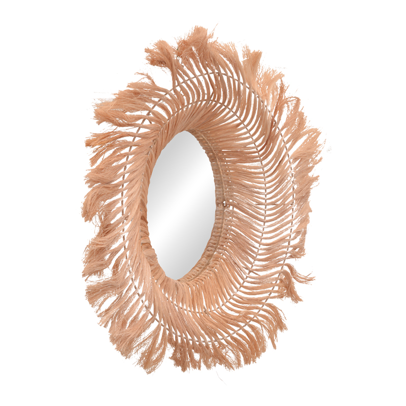 339-000033 Καθρέπτης Tolle Inart abaca σε φυσικό χρώμα 65x85x17εκ - Image 1