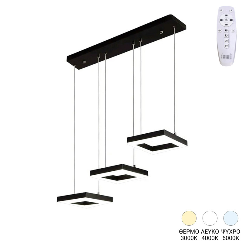 342-000101 Φωτιστικό οροφής τρίφωτο Benor pakoworld led μέταλλο μαύρο 70x20x15εκ - Image 1