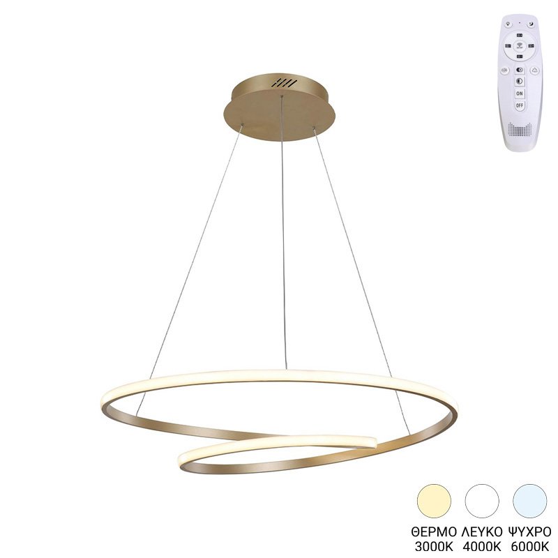 342-000102 Φωτιστικό οροφής Rexon pakoworld led μέταλλο χρυσό Φ49x12εκ - Image 1
