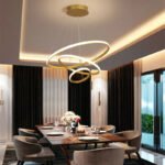 Φωτιστικό οροφής Rings pakoworld led μέταλλο χρυσό Φ60x100εκ - Image 2