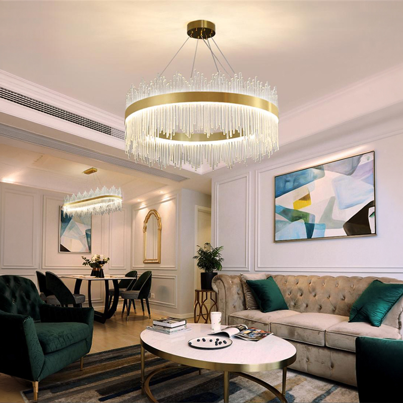342-000149 Φωτιστικό οροφής πολυέλαιος Crown pakoworld led χρυσό με κρύσταλλα Φ40x30εκ - Image 1