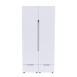 Ντουλάπα δίφυλλη Afina pakoworld mdf σε λευκή glossy απόχρωση 100x57x213εκ - Image 4