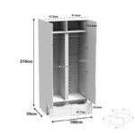 Ντουλάπα δίφυλλη Afina pakoworld mdf σε λευκή glossy απόχρωση 100x57x213εκ - Image 8