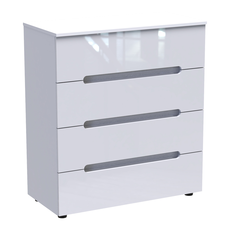 361-000018 Συρταριέρα Afina pakoworld mdf σε λευκή glossy απόχρωση 90x44x101εκ - Image 1