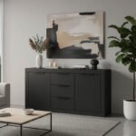 Μπουφές Doha pakoworld σε ανθρακί απόχρωση 150x45x80.5εκ