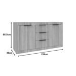 Μπουφές Doha pakoworld σε ανθρακί απόχρωση 150x45x80.5εκ - Image 4