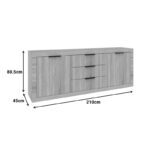 Μπουφές Doha pakoworld σε sonoma απόχρωση 210x45x80.5εκ - Image 4