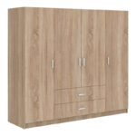 Ντουλάπα τετράφυλλη Royal pakoworld με συρτάρια sonoma 200x58x177εκ