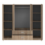Ντουλάπα τετράφυλλη Royal pakoworld με συρτάρια sonoma 200x58x177εκ - Image 4