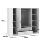 Ντουλάπα τετράφυλλη Royal pakoworld με συρτάρια sonoma 200x58x177εκ - Image 5