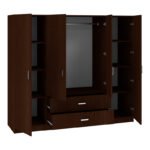 Ντουλάπα τετράφυλλη Royal pakoworld με συρτάρια wenge 200x58x177εκ - Image 2