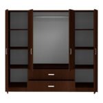 Ντουλάπα τετράφυλλη Royal pakoworld με συρτάρια wenge 200x58x177εκ - Image 4