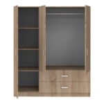 Ντουλάπα τρίφυλλη Royal pakoworld με συρτάρια sonoma 150x58x177εκ - Image 4