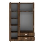 Ντουλάπα τρίφυλλη με συρτάρια Royal pakoworld καρυδι-oak 150x58x230εκ - Image 4