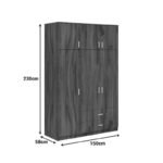 Ντουλάπα τρίφυλλη με συρτάρια Royal pakoworld καρυδι-oak 150x58x230εκ - Image 6