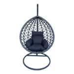 Κούνια φωλιά με βάση Lyere pakoworld μέταλλο ανθρακί pe rattan σε γκρι απόχρωση 120x108x195εκ - Image 2