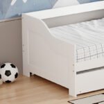 Καναπές-κρεβάτι Benato pakoworld ξύλο πεύκου λευκό 90x190εκ - Image 5