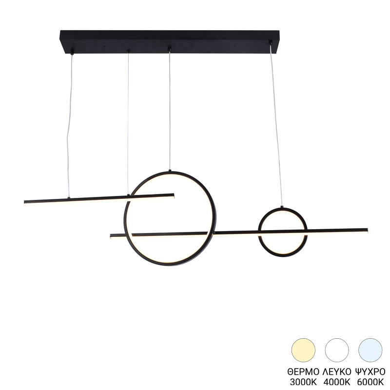 377-000009 Φωτιστικό οροφής τετράφωτο led Polindia pakoworld μέταλλο σε μαύρη απόχρωση 80εκ - Image 1