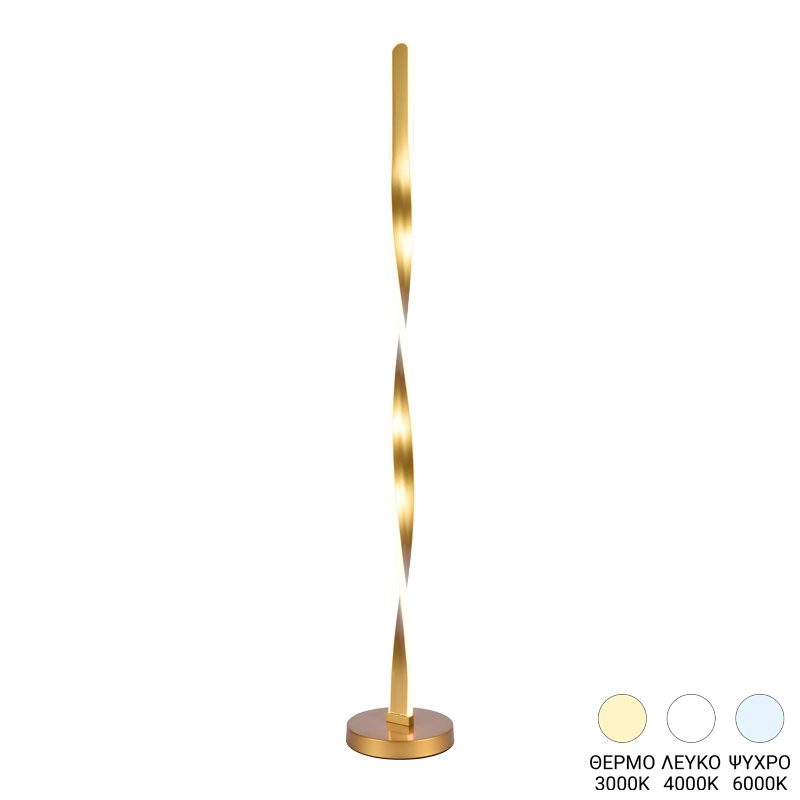 377-000018 Φωτιστικό δαπέδου Pelepho pakoworld led μέταλλο σε χρυσή απόχρωση Φ20x130εκ - Image 1