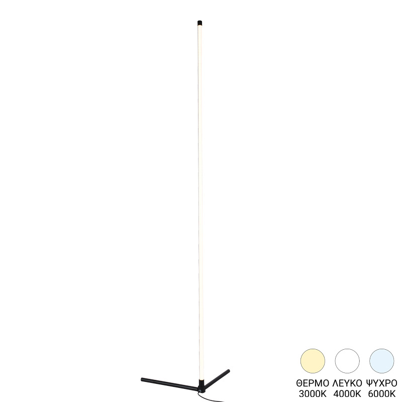 377-000019 Φωτιστικό δαπέδου Esthetic I pakoworld led μέταλλο σε μαύρη απόχρωση 45x2x140εκ - Image 1