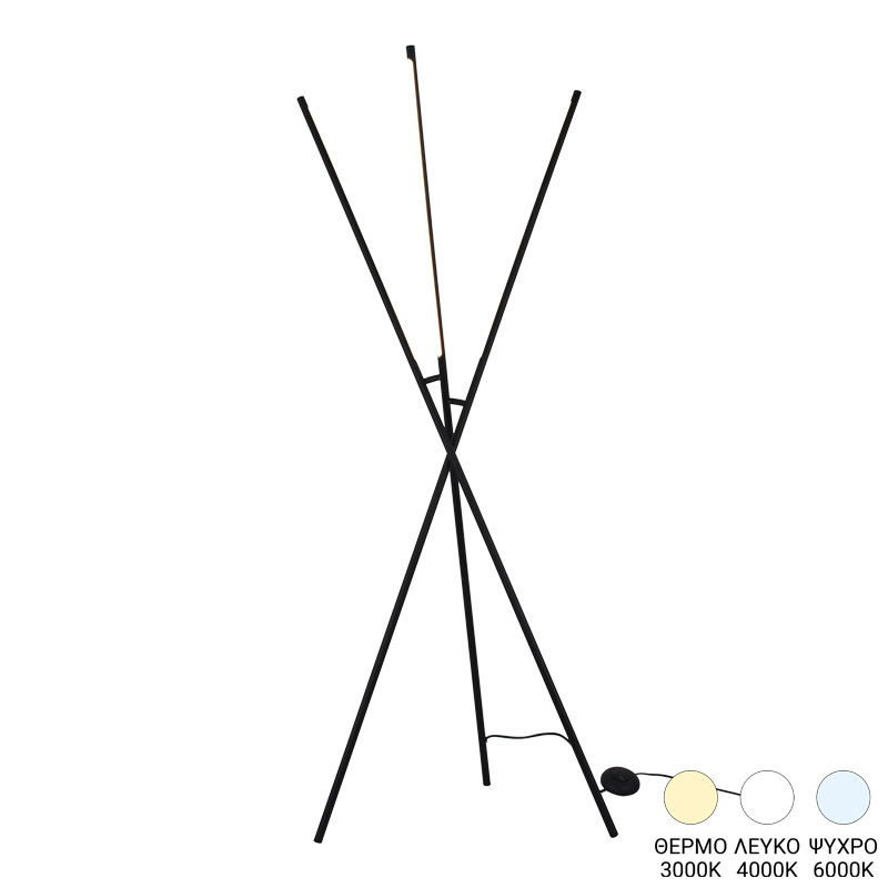 377-000020 Φωτιστικό δαπέδου Loly pakoworld led μέταλλο σε μαύρη απόχρωση 40x40x145εκ - Image 1