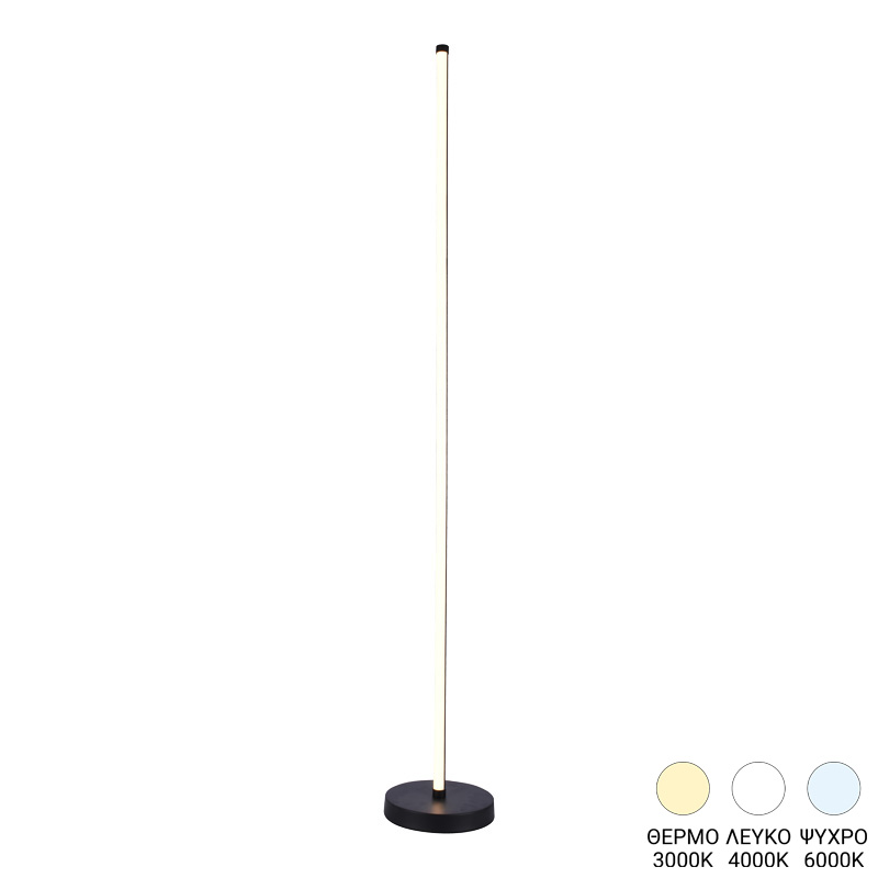 377-000022 Φωτιστικό δαπέδου Topelia pakoworld led μέταλλο σε μαύρη απόχρωση Φ20x140εκ - Image 1