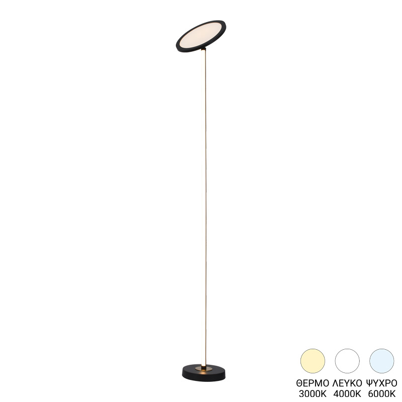 377-000023 Φωτιστικό δαπέδου Rita pakoworld led μέταλλο σε μαύρη απόχρωση Φ25x160εκ - Image 1